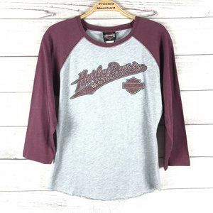 Harley Davidson Women's Gray Baseball Style Top San Diego Shirt Size Small